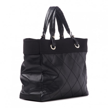 Chanel Coated Canvas Quilted Large Paris Biarritz Tote Black 2 of 9