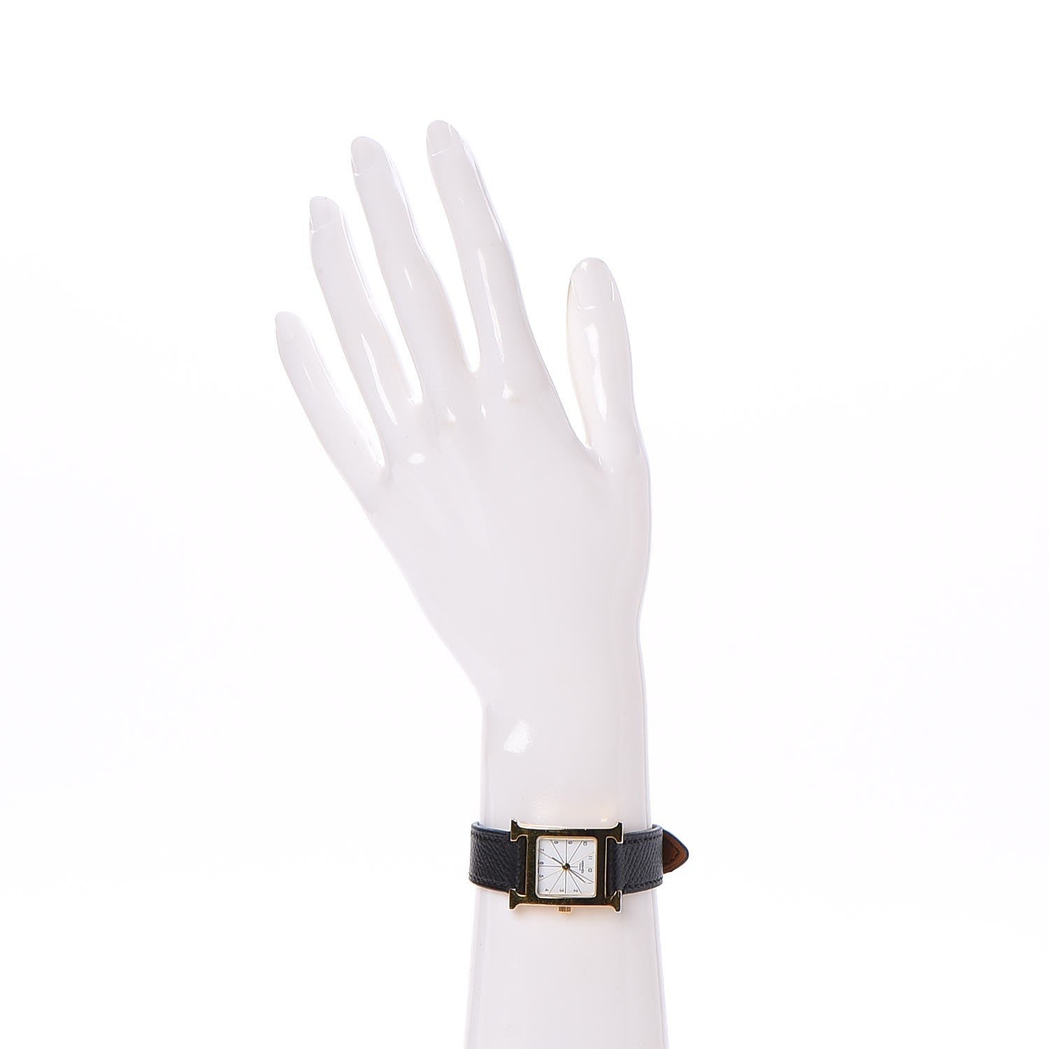 Hermes Stainless Steel Epsom 21mm Heure H Hour Quartz Watch Noir 2 of 9
