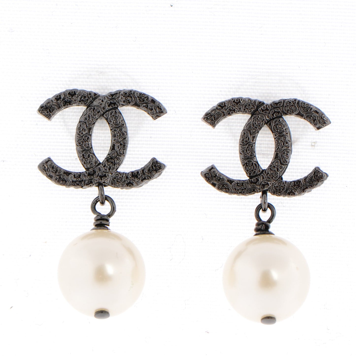 Ruthenium CC Pearl Drop Earrings