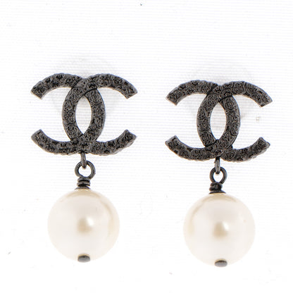 Chanel Ruthenium CC Pearl Drop Earrings 1 of 5