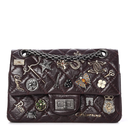 Chanel Aged Calfskin Lucky Charms 2.55 Reissue 224 Flap Burgundy 1 of 8