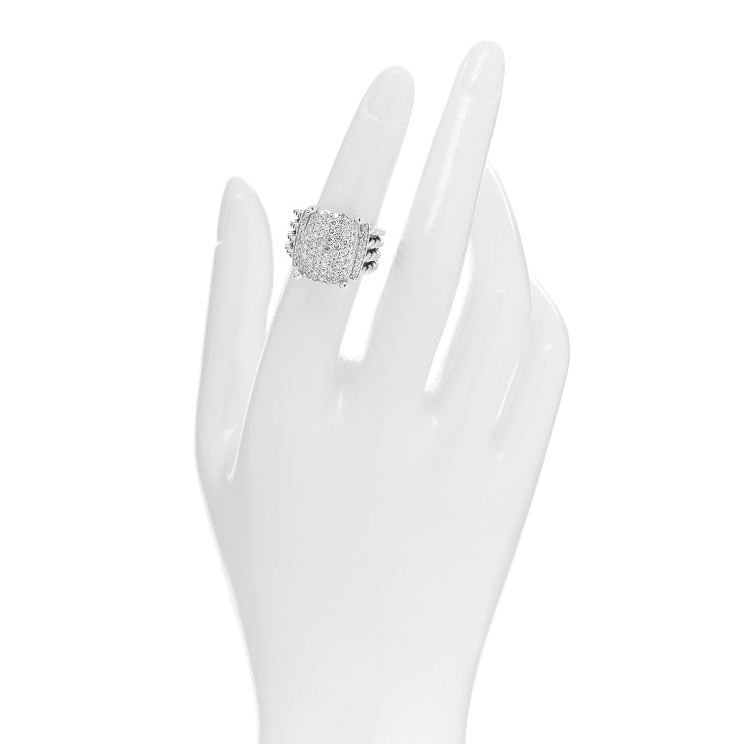 David Yurman Sterling Silver Diamond 16mm Wheaton Ring 51 5.75 2 of 4