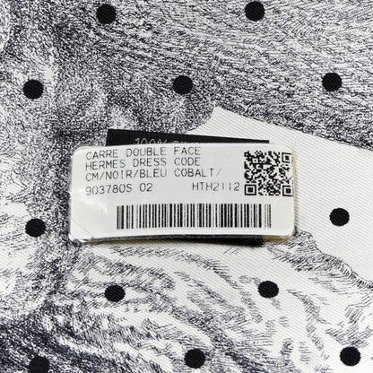 Hermes Silk Plumets Et Panaches Scarf 90 White Black Anthracite 5 of 5