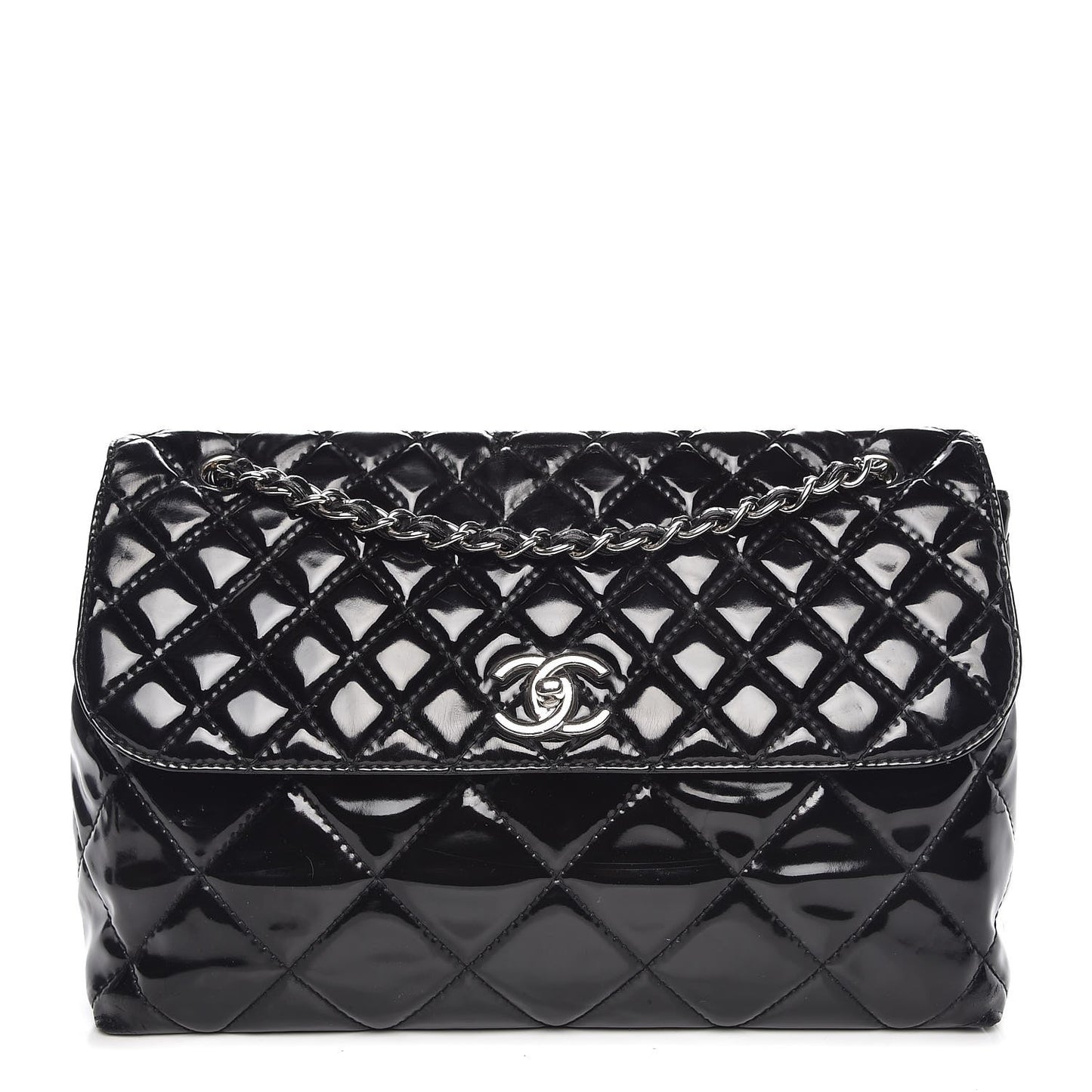 Vinyl Quilted In the Business Flap Bag Black