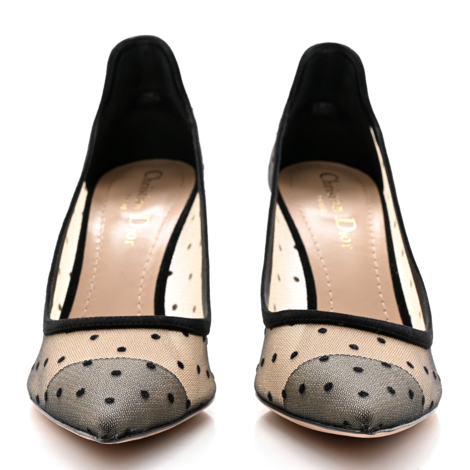 Christian Dior Mesh Plumetis Tulle D-Moi Pumps 37.5 Black 2 of 8