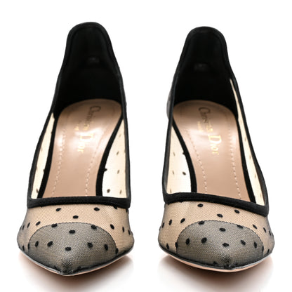 Christian Dior Mesh Plumetis Tulle D-Moi Pumps 37.5 Black 2 of 8