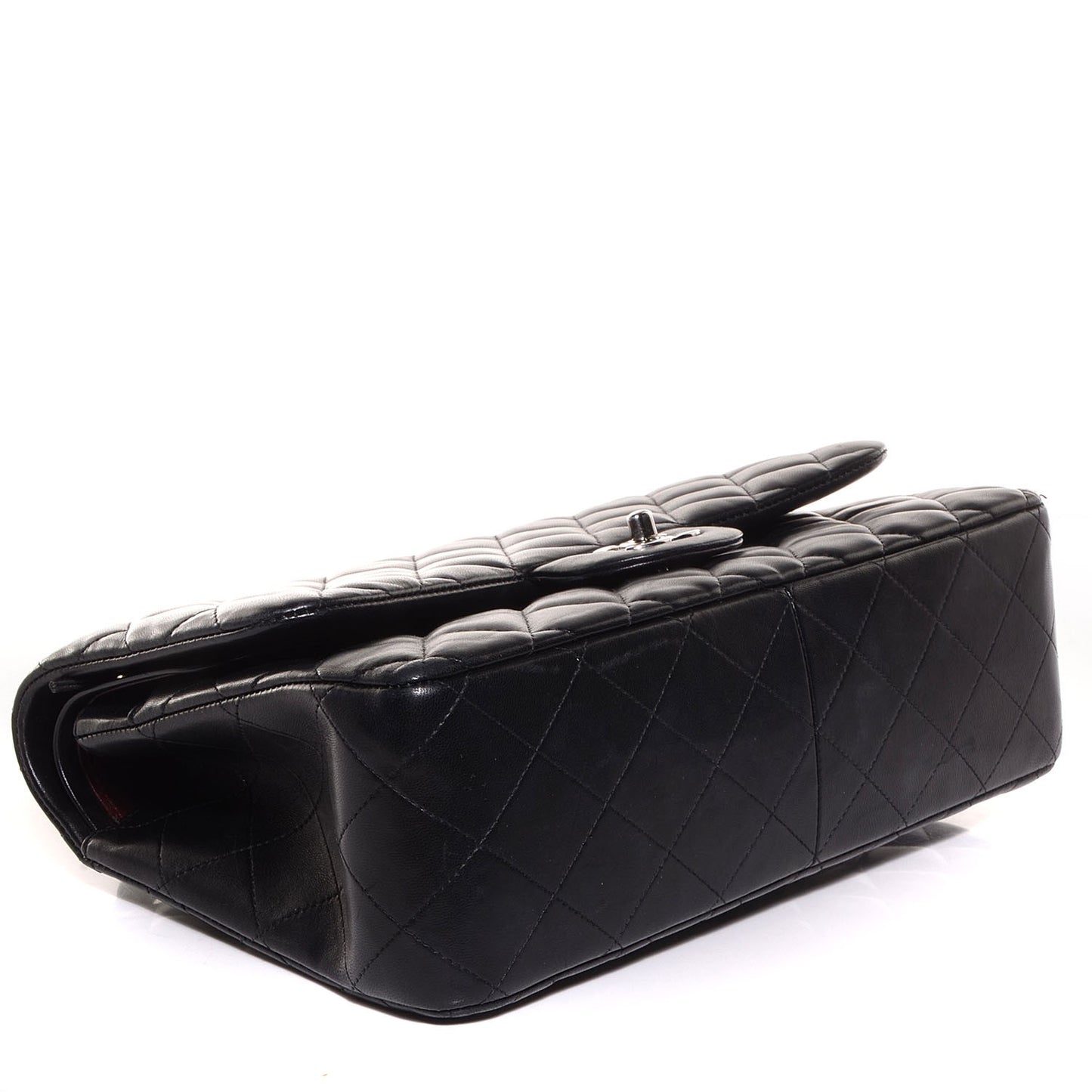 Lambskin Quilted Jumbo Double Flap Black