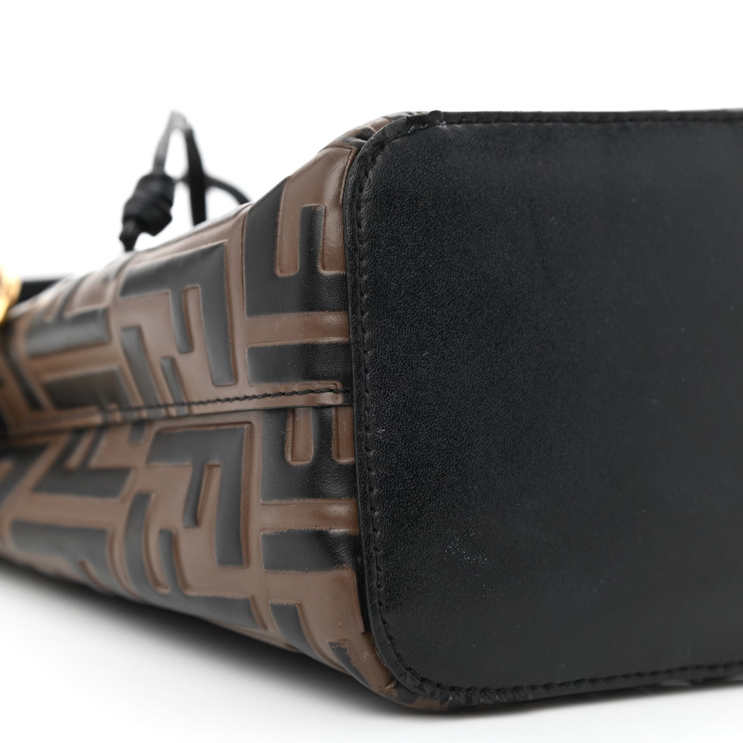 Vitello Liberty F is Fendi Bi-Color FF 1974 Embossed Mini Mon Tresor Bucket Bag Maya Black