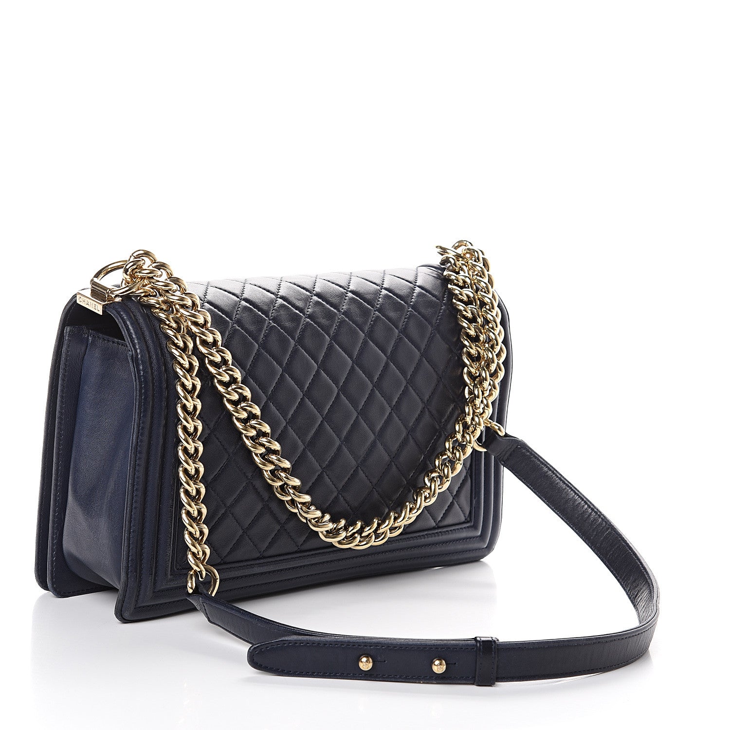 Chanel Lambskin Quilted New Medium Boy Flap Navy Blue 2 of 9