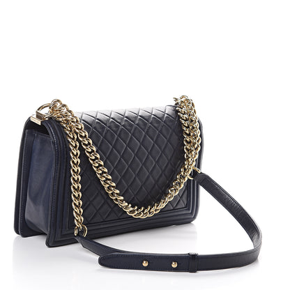 Chanel Lambskin Quilted New Medium Boy Flap Navy Blue 2 of 9