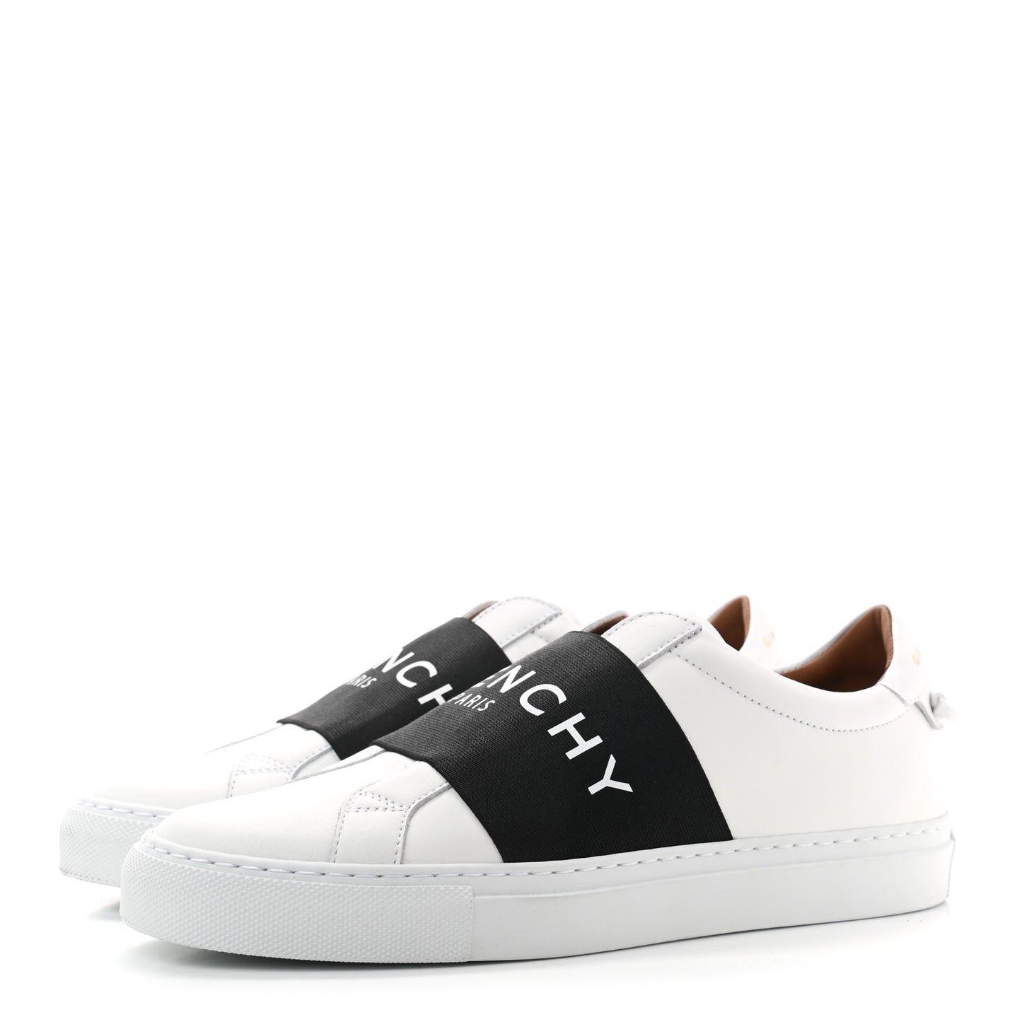 Calfskin Band Logo Womens Urban Street Sneakers 38.5 White Black
