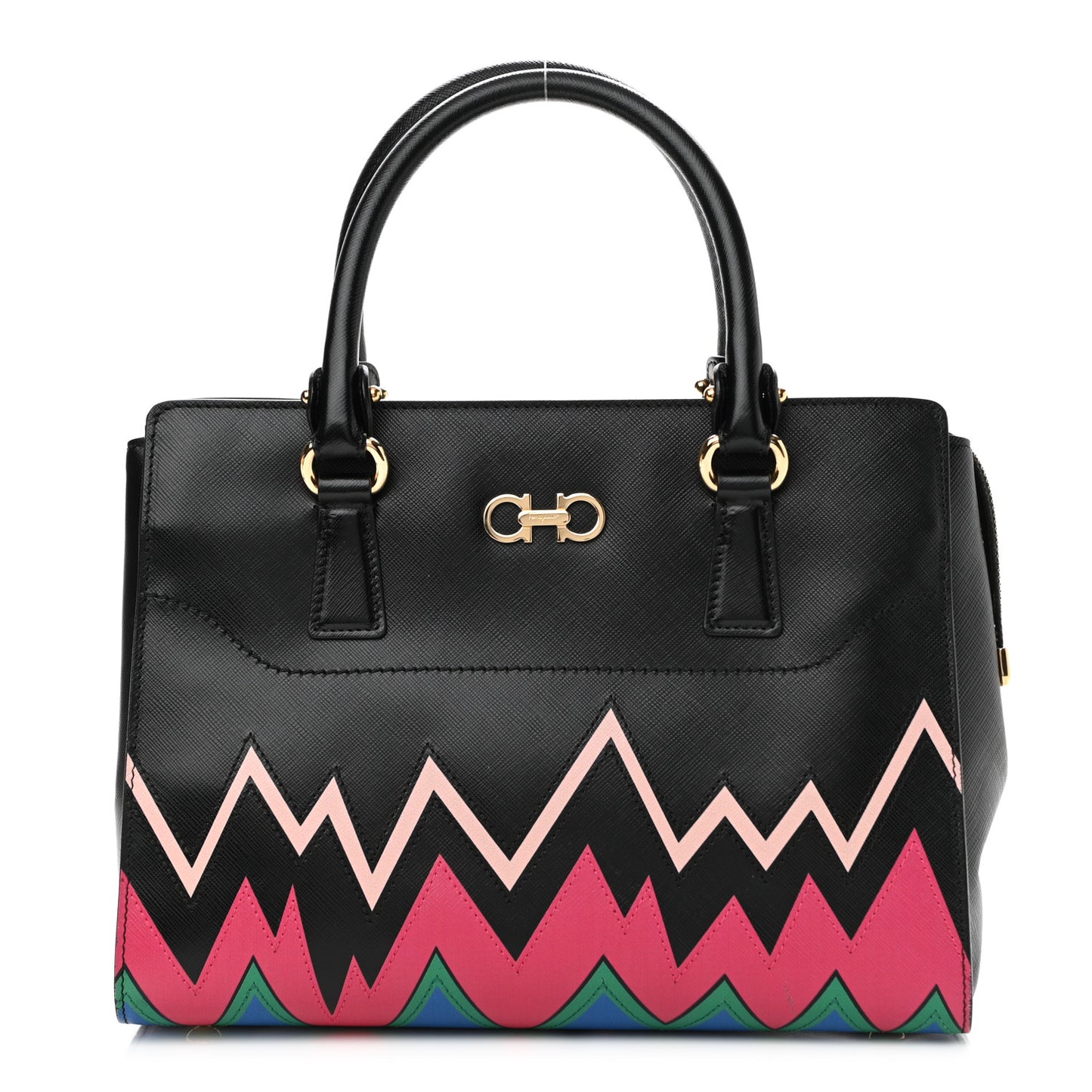Saffiano Zig Zag Beky Tote Black Multicolor