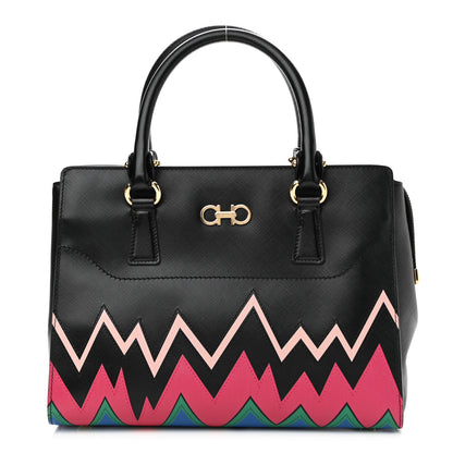 Salvatore Ferragamo Saffiano Zig Zag Beky Tote Black Multicolor 1 of 9