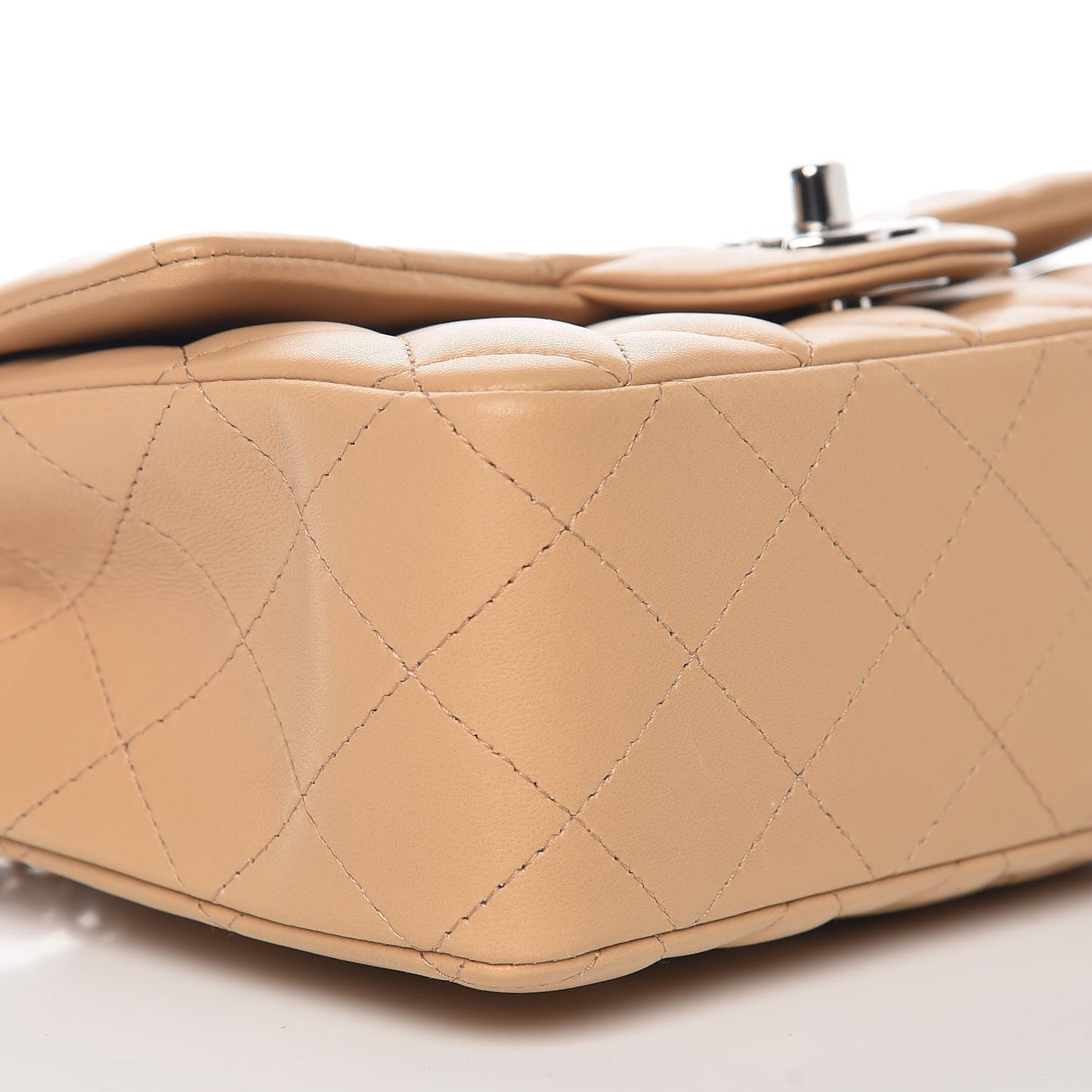 Lambskin Quilted Mini Rectangular Flap Beige