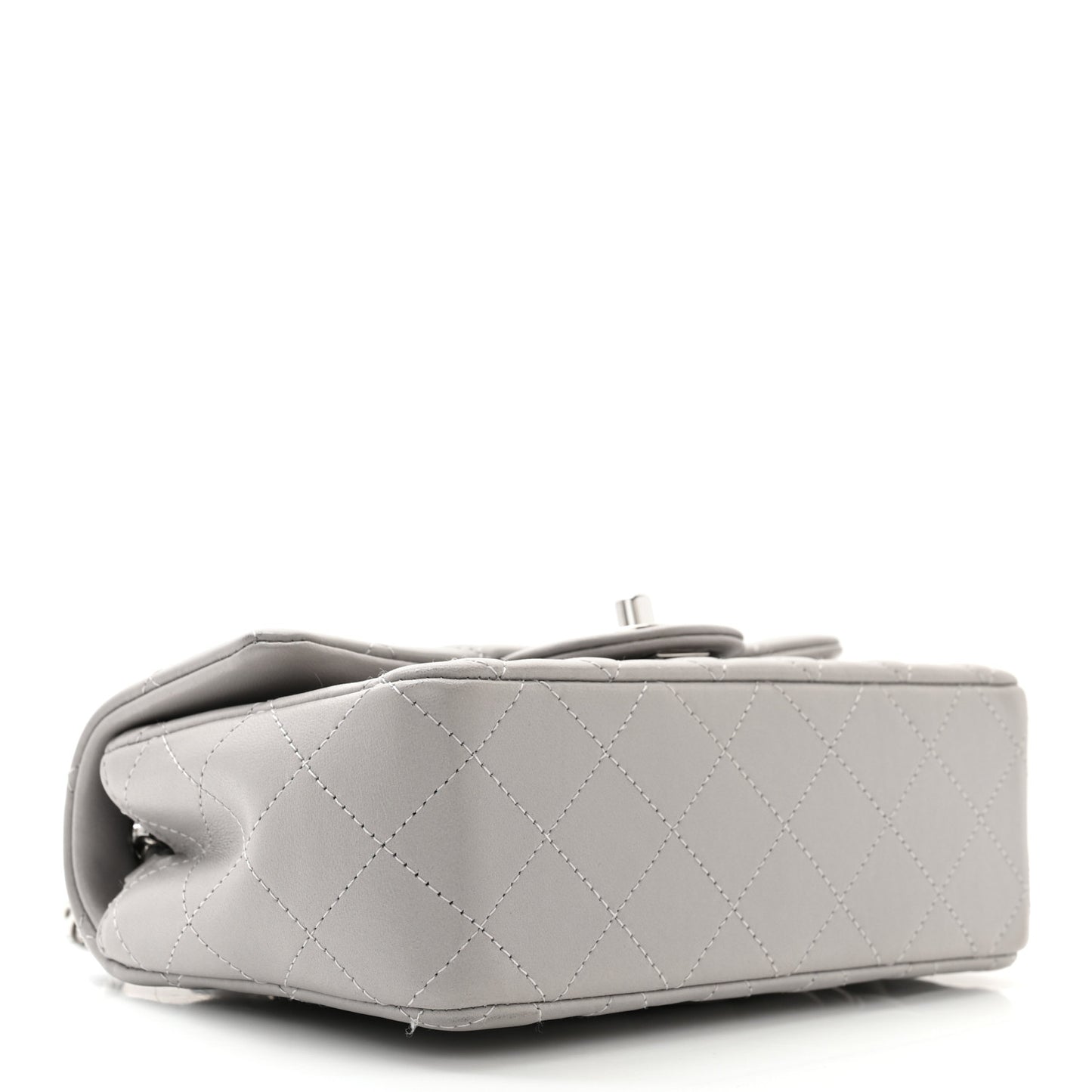 Lambskin Quilted Mini Rectangular Flap Grey