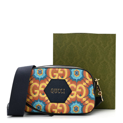 Gucci GG Supreme Kaleidoscope Calfskin Script Logo Gucci 100 Camera Bag Blue Orange Multicolor Blue Agata 11 of 11