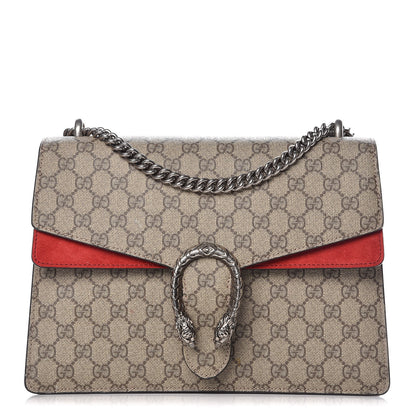 Gucci GG Supreme Monogram Suede Cudu Medium Dionysus Shoulder Bag Beige Ebony Vulcanic Red 1 of 14