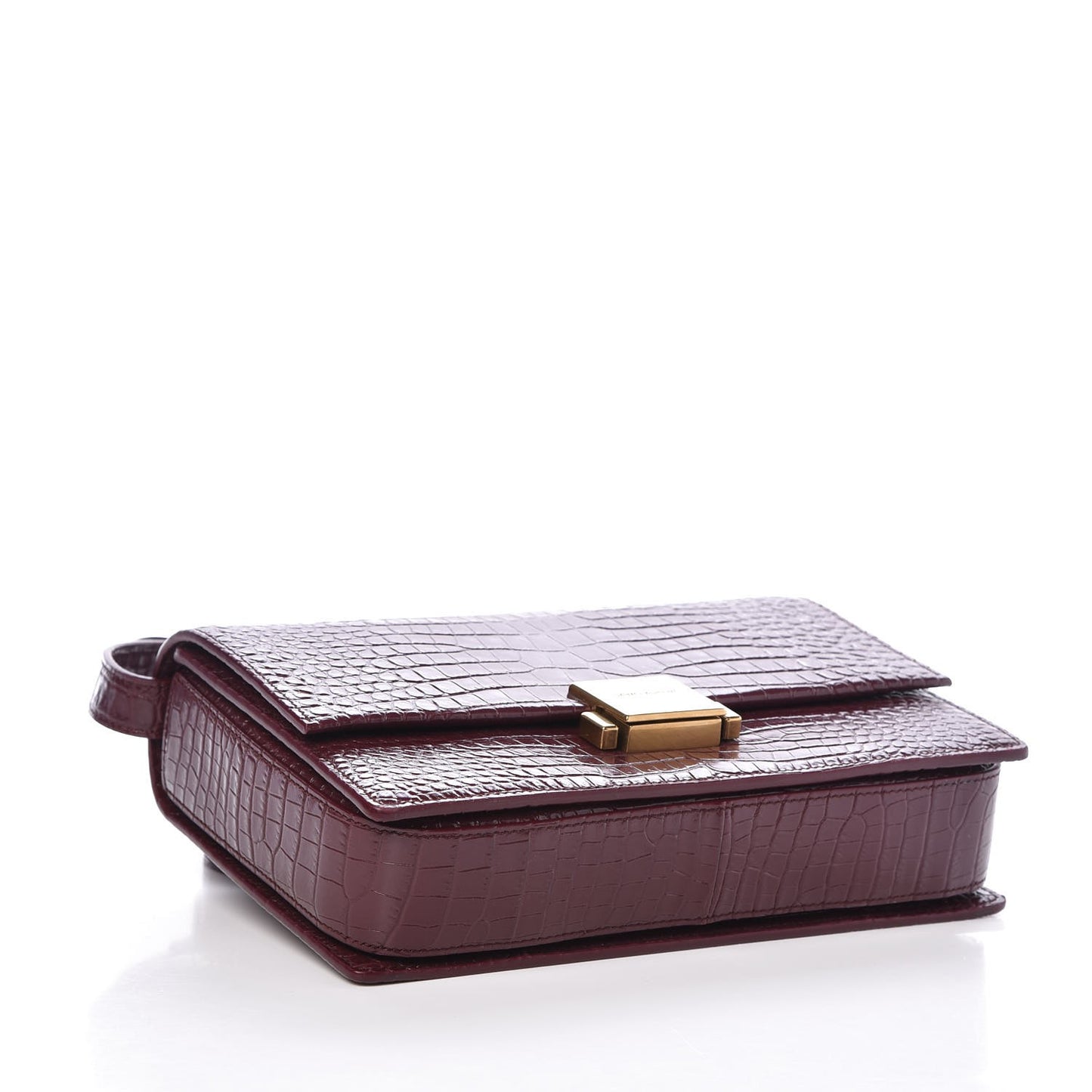 Calfskin Crocodile Embossed Medium Bellechasse Satchel Rouge Legion