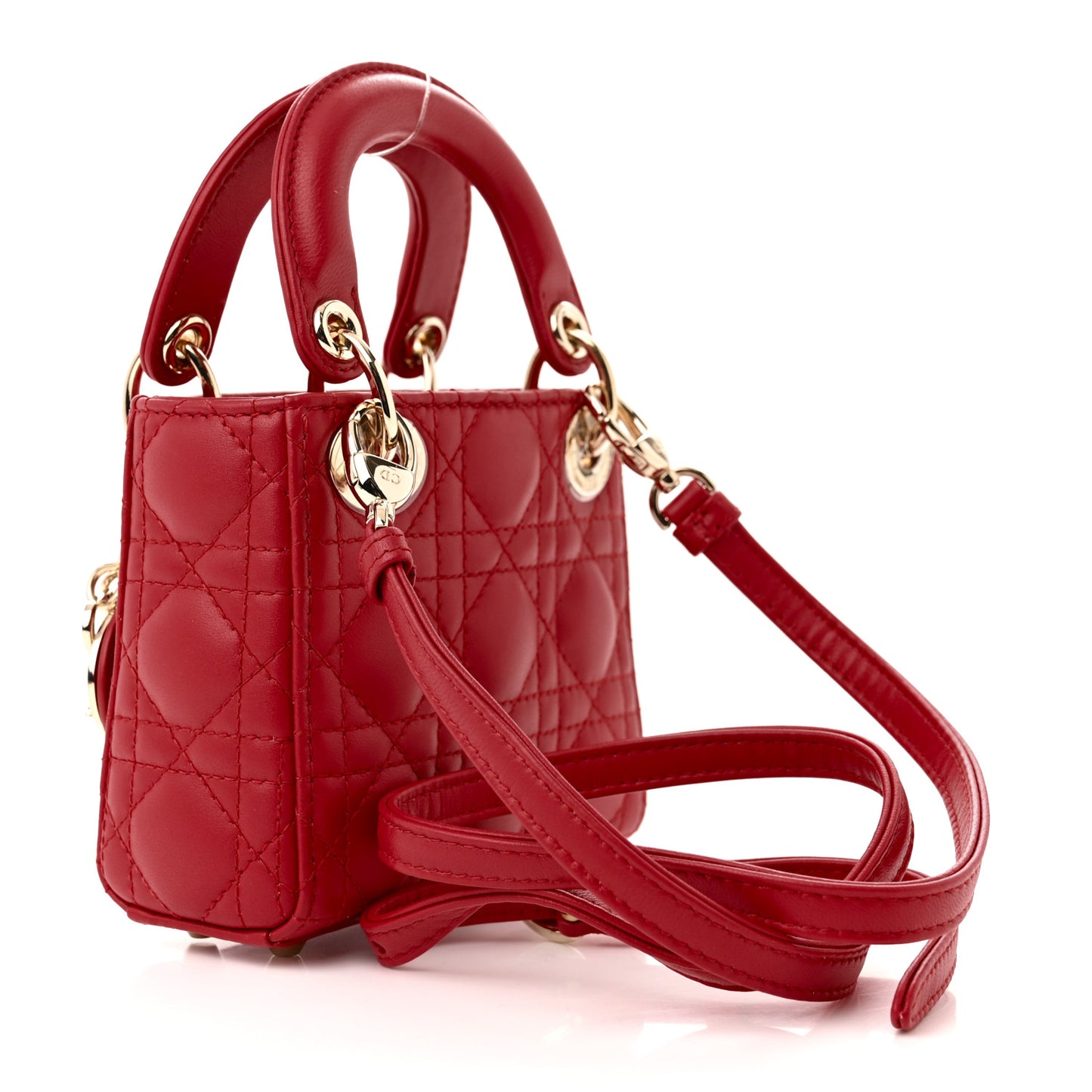 Lambskin Cannage Micro Lady Dior Red