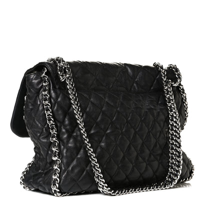Chanel Washed Lambskin Quilted Maxi Chain Around Flap Black 2 of 9