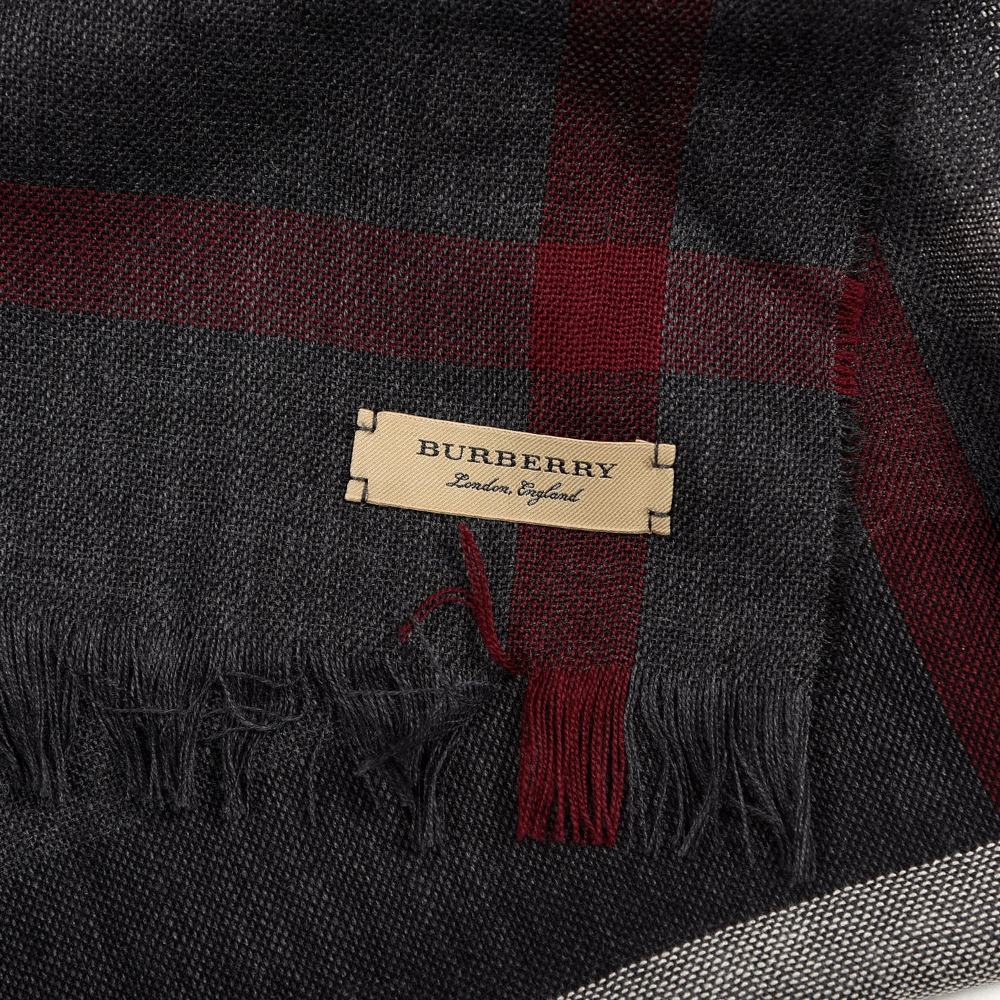 Wool Cashmere Check Lightweight Scarf Black