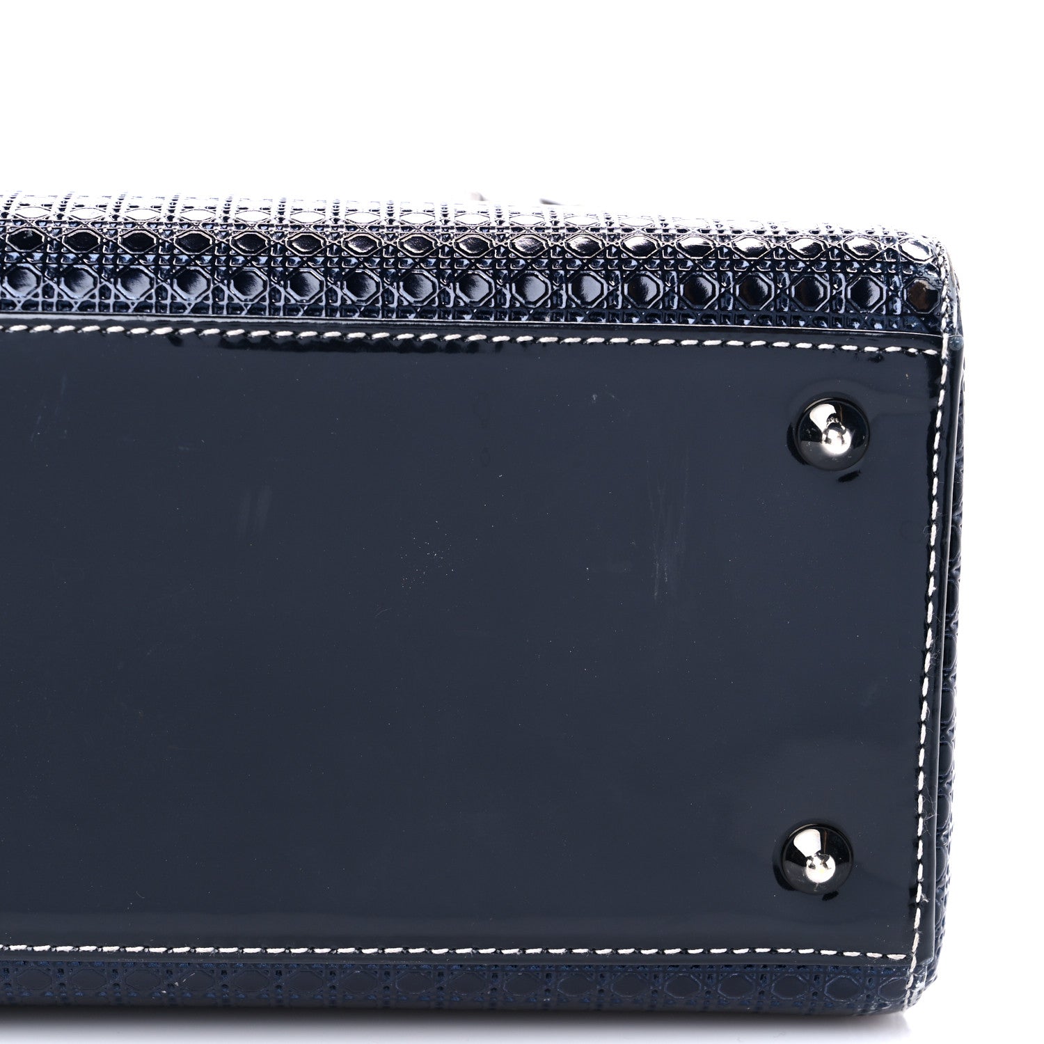 Christian Dior Metallic Patent Micro-Cannage Gradient Medium Lady Dior Silver Blue 14 of 17