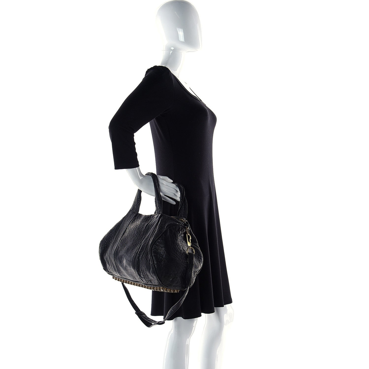 Alexander Wang Pebbled Lambskin Rocco Black Antique Brass Hardware 10 of 10