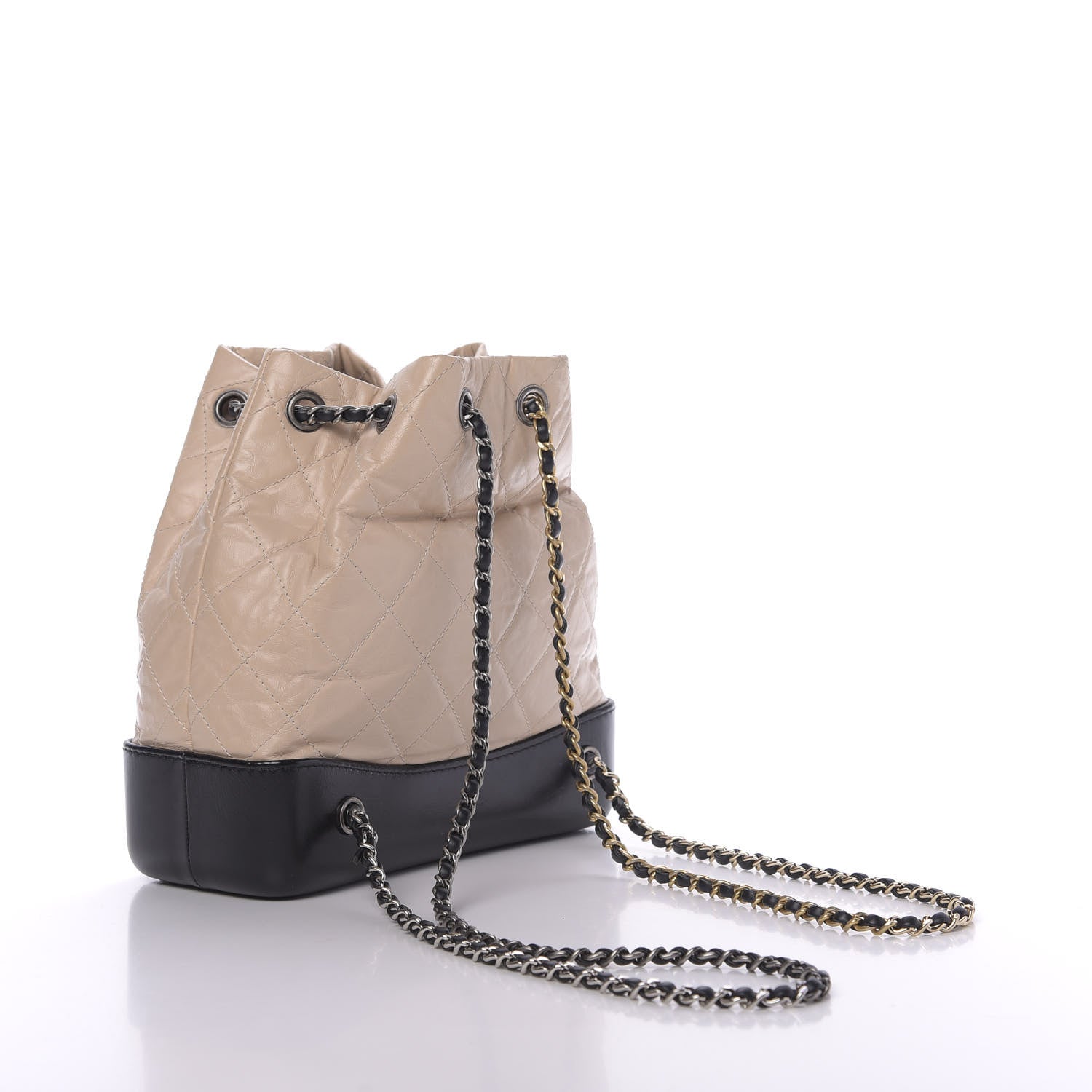 Chanel Aged Calfskin Quilted Small Gabrielle Backpack Beige Black 2 of 12