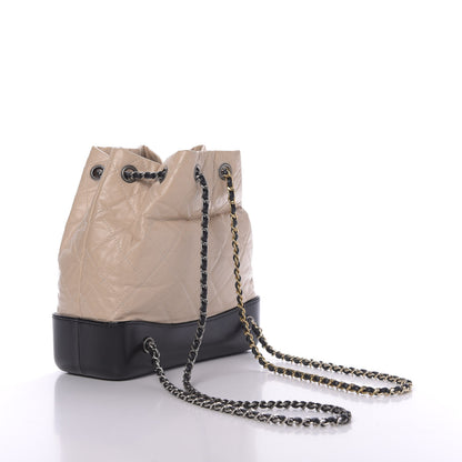 Chanel Aged Calfskin Quilted Small Gabrielle Backpack Beige Black 2 of 12