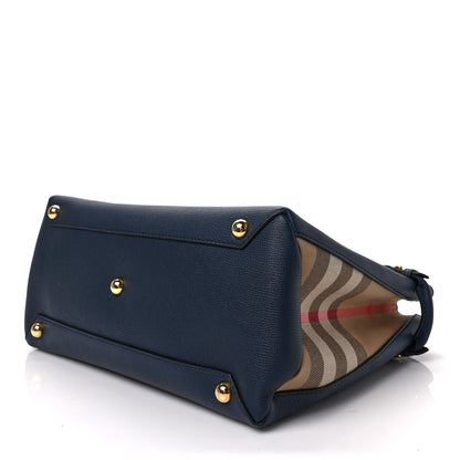 Burberry Derby Calfskin House Check Medium Banner Tote Ink Blue 9 of 9