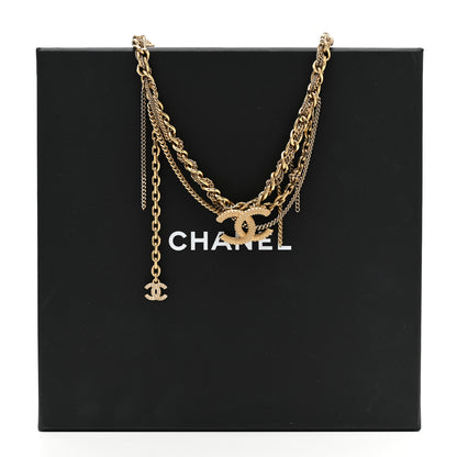 Chanel Metal Chain Link CC Multi Strand Choker Necklace Gold 5 of 5