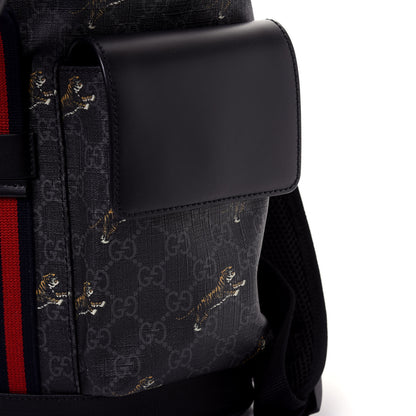 Gucci GG Supreme Monogram Tigers Double Buckle Backpack Black Multicolor 14 of 17