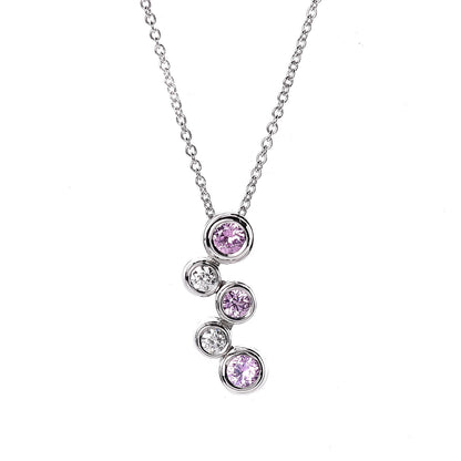 Tiffany Platinum Diamond Pink Sapphire Bubble Pendant Necklace 4 of 7