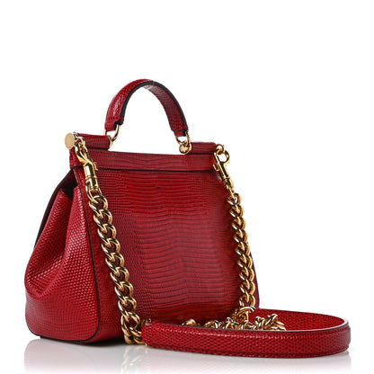 Dolce & Gabbana Stampa Iguana Crystal Mini Miss Sicily Satchel Red 2 of 7