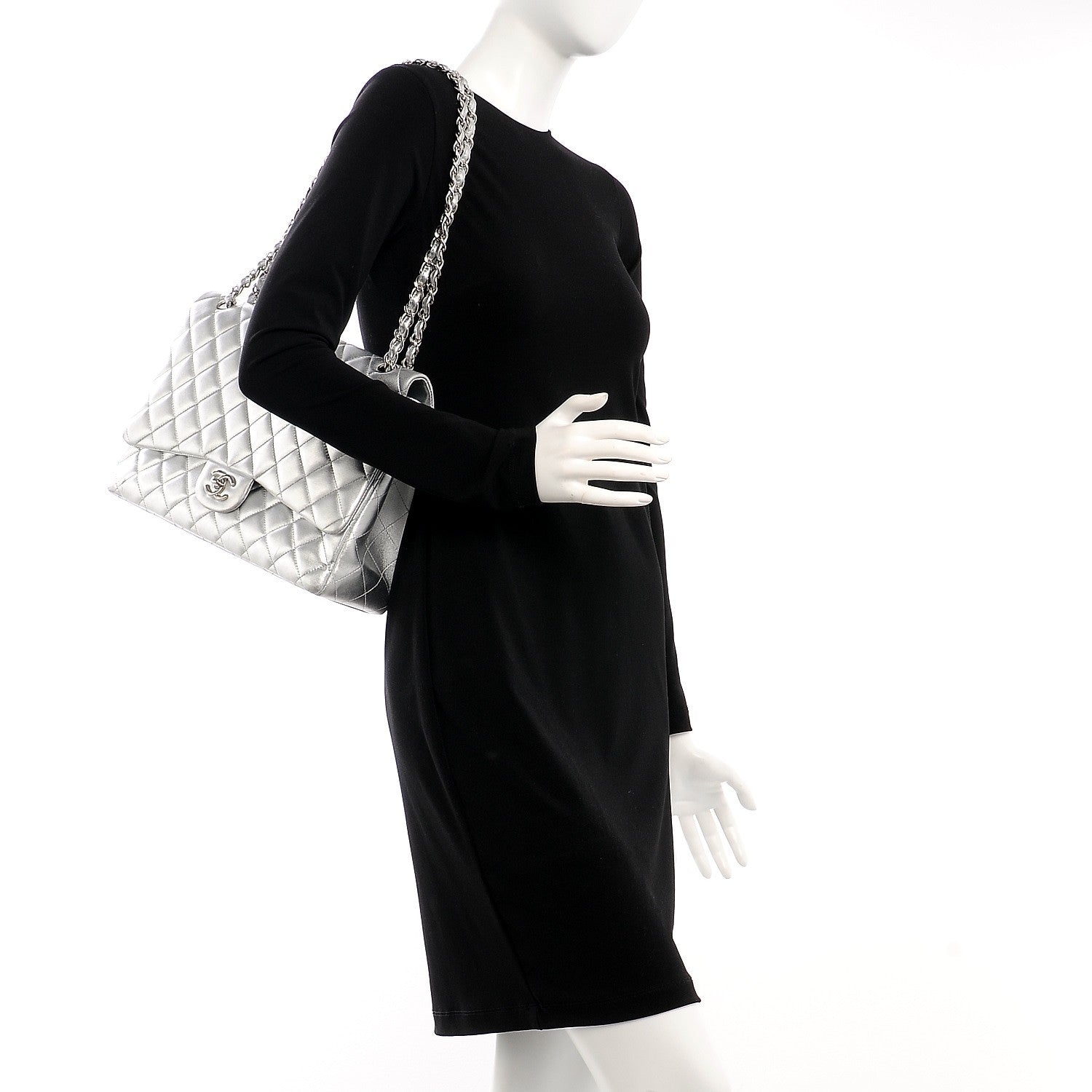Chanel Metallic Lambskin Quilted Maxi Single Flap Silver 2 of 7