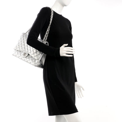 Chanel Metallic Lambskin Quilted Maxi Single Flap Silver 2 of 7