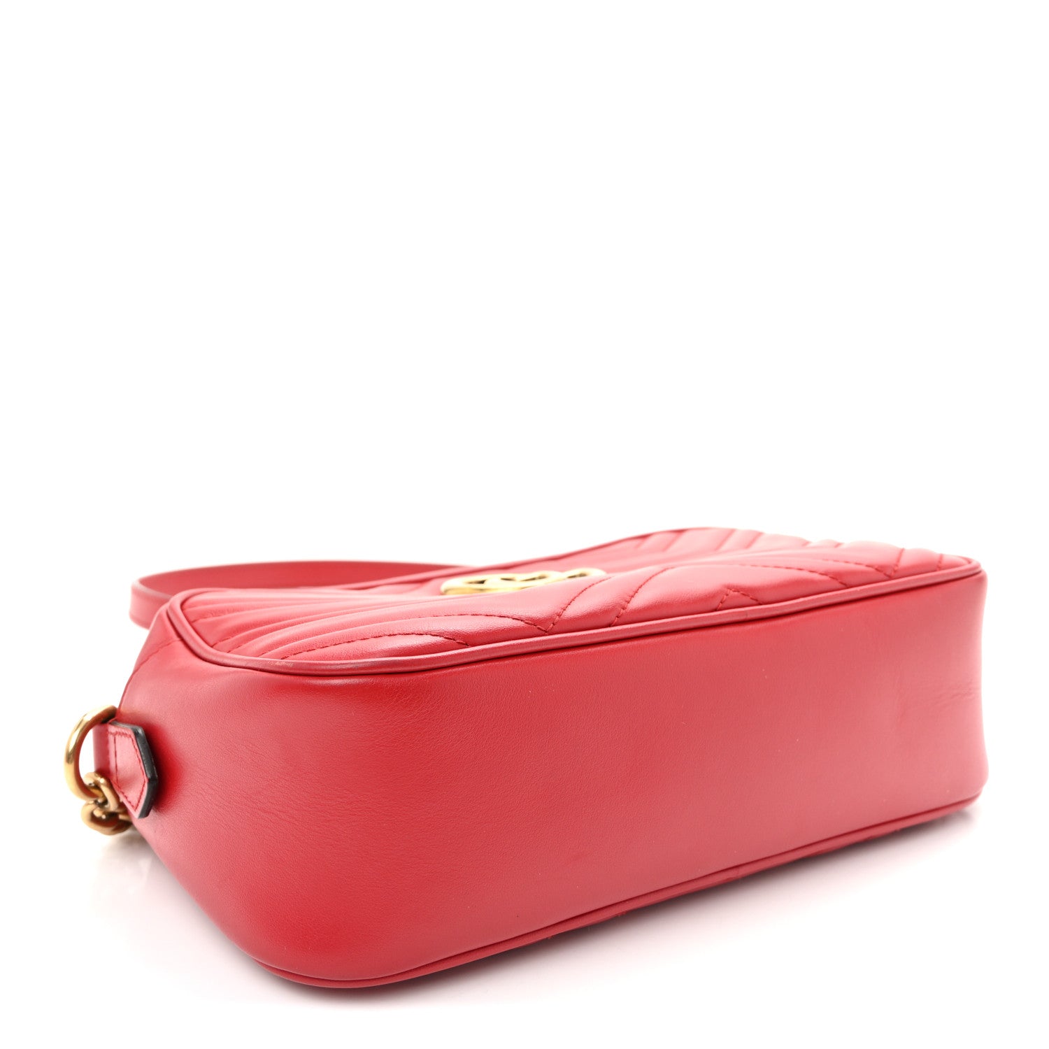 Gucci Calfskin Matelasse Small GG Marmont Chain Shoulder Bag Hibiscus Red 4 of 10