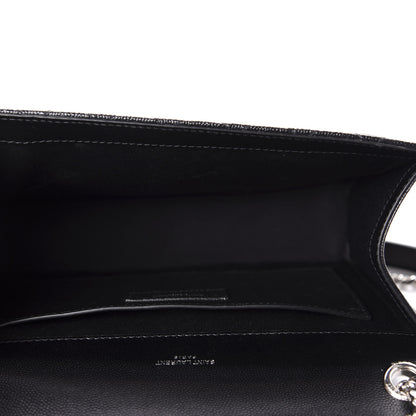 Saint Laurent Grain De Poudre Textured Mixed Matelasse Triquilt Medium Monogram Satchel Black 5 of 11