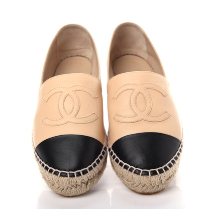 Chanel Lambskin CC Espadrilles 37 Beige Black 5 of 13