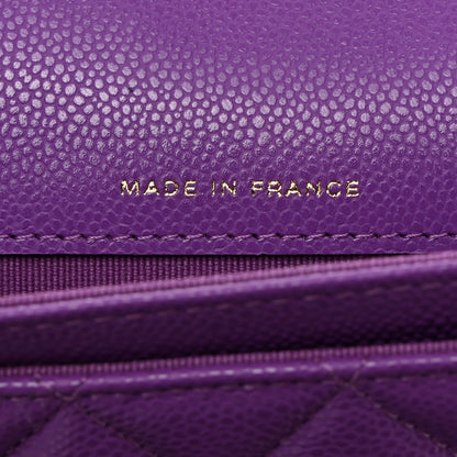 Chanel Caviar Quilted Flap Card Holder Wallet Purple 6 of 9