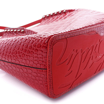 Christian Louboutin Crocodile Embossed Calfskin Spiked Small Cabarock Shopper Tote Red 11 of 12