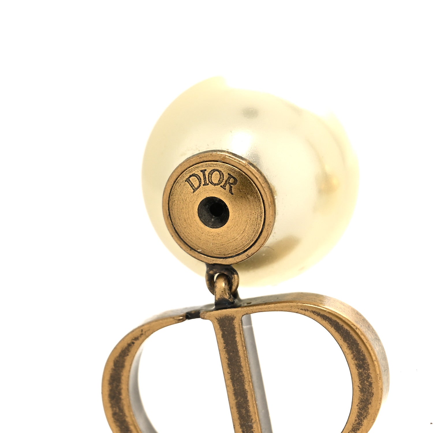 Christian Dior Pearl Logo Earrings Gold 4 of 4