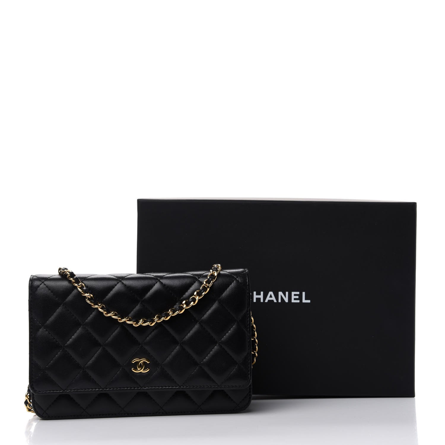 Chanel Lambskin Quilted Wallet On Chain WOC Black 9 of 9