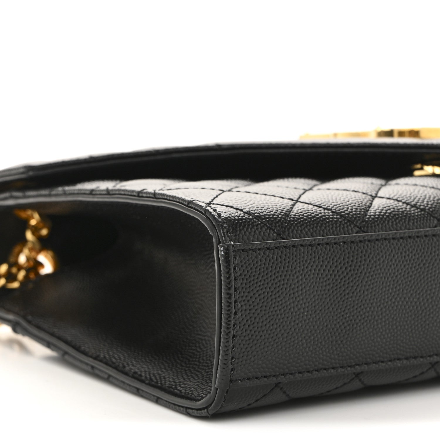 Saint Laurent Grain De Poudre Textured Mixed Matelasse Triquilt Medium Monogram Satchel Black 9 of 11