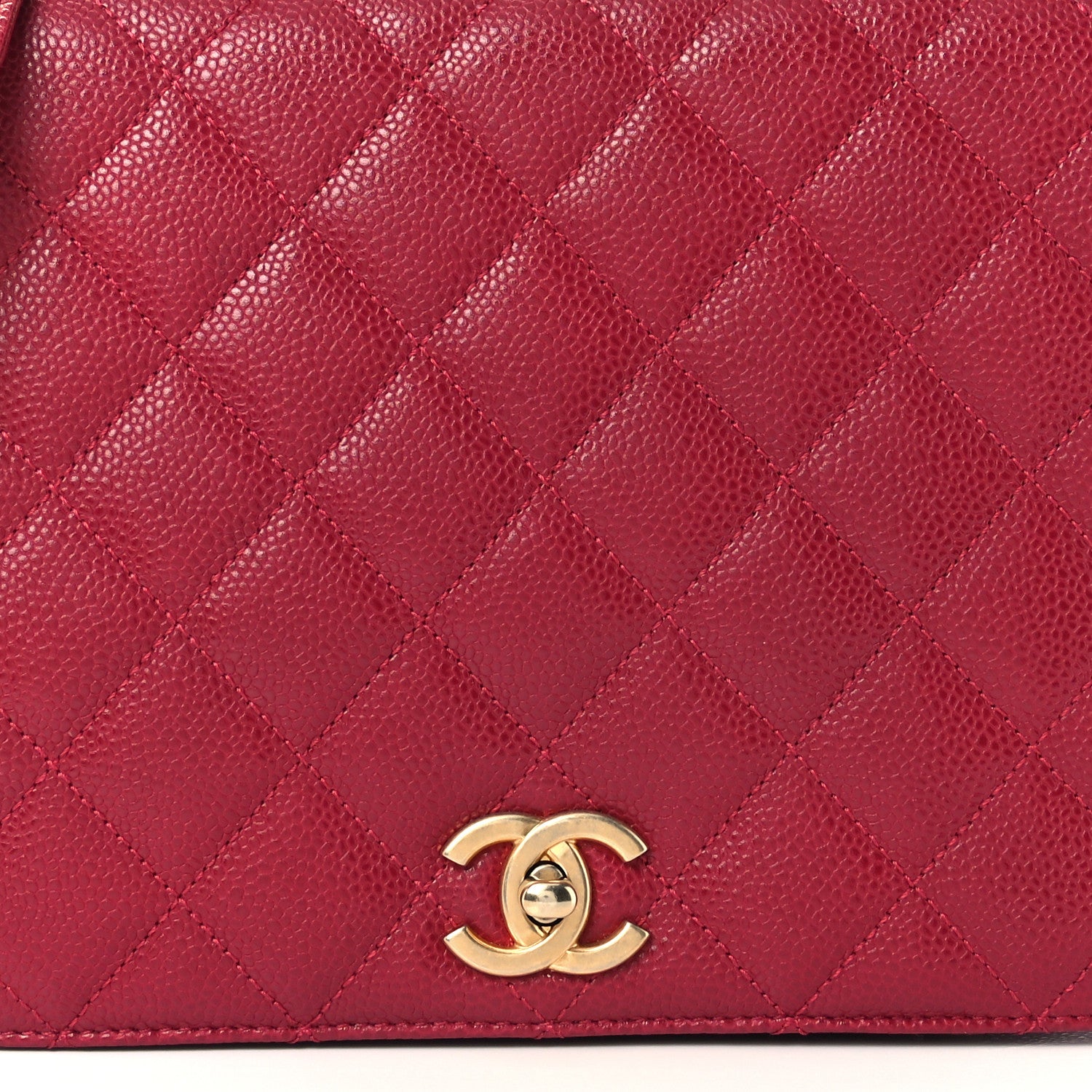 Chanel Caviar Large Carry Around Flap Bag Red 9 of 12