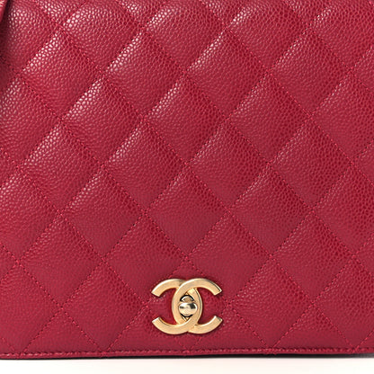 Chanel Caviar Large Carry Around Flap Bag Red 9 of 12