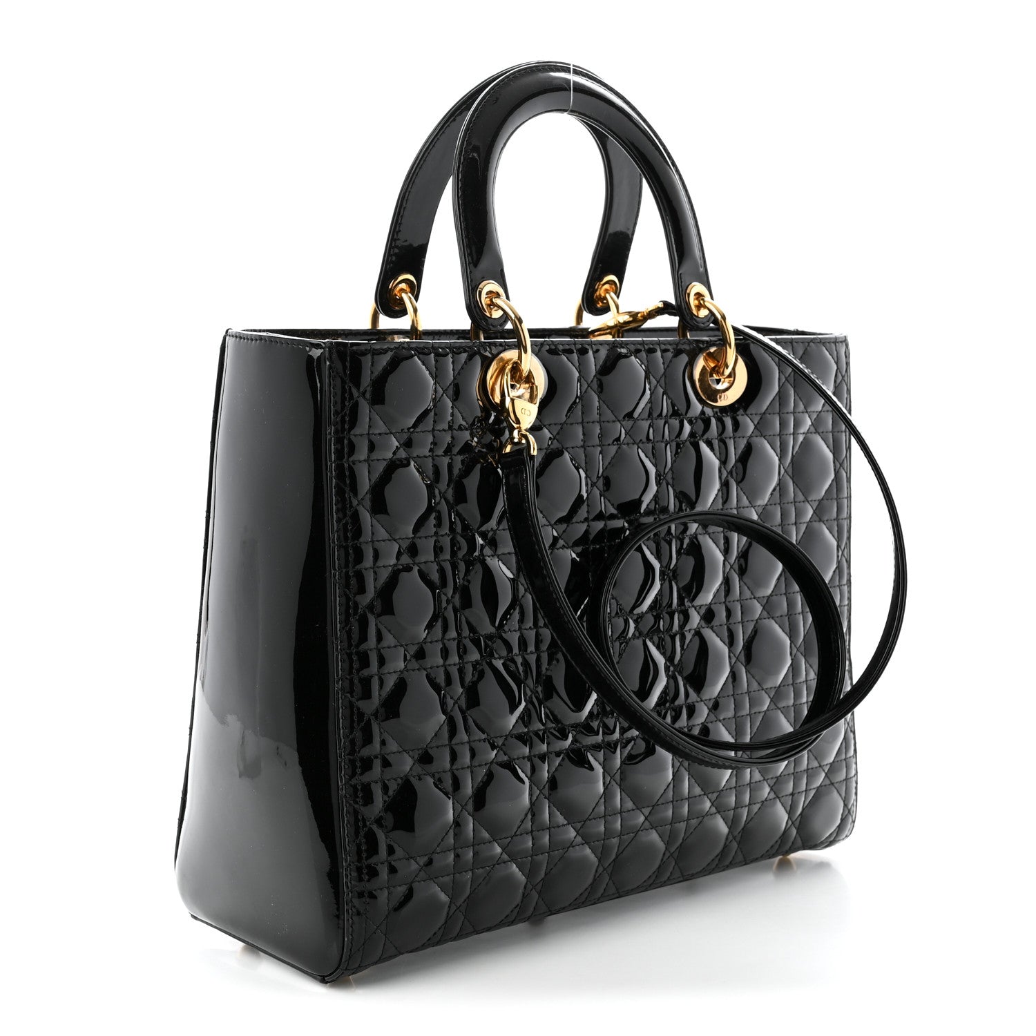 Christian Dior Patent Cannage Large Lady Dior Black 3 of 10