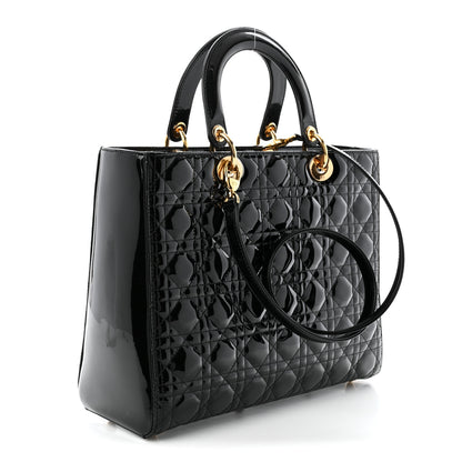Christian Dior Patent Cannage Large Lady Dior Black 3 of 10