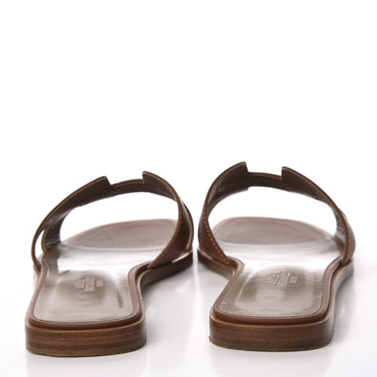 Hermes Box Calfskin Oran Sandals 37.5 Gold 7 of 11