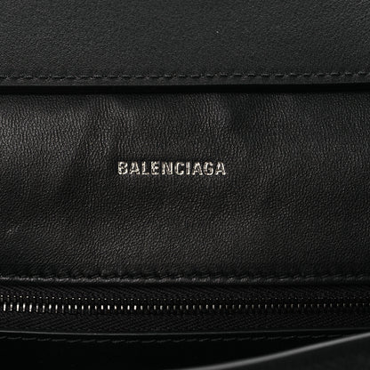 Balenciaga Semi Shiny Smooth Calfskin Monochrome M Downtown Shoulder Bag Black 6 of 12